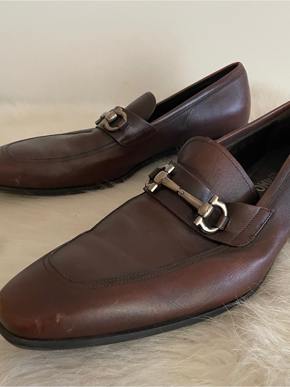 Salvatore Ferragamo Men's Brown Leather Bit Loafers